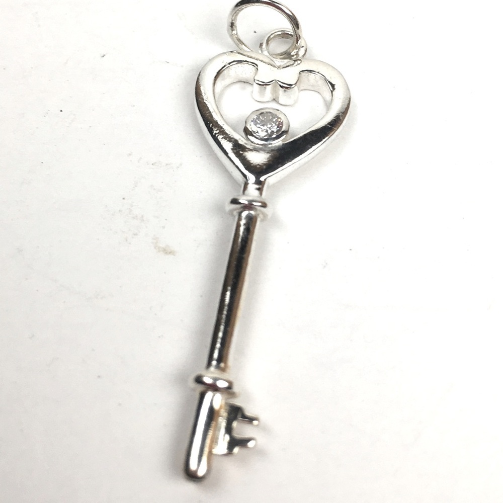 Heart key CZ pendant Sterling Silver